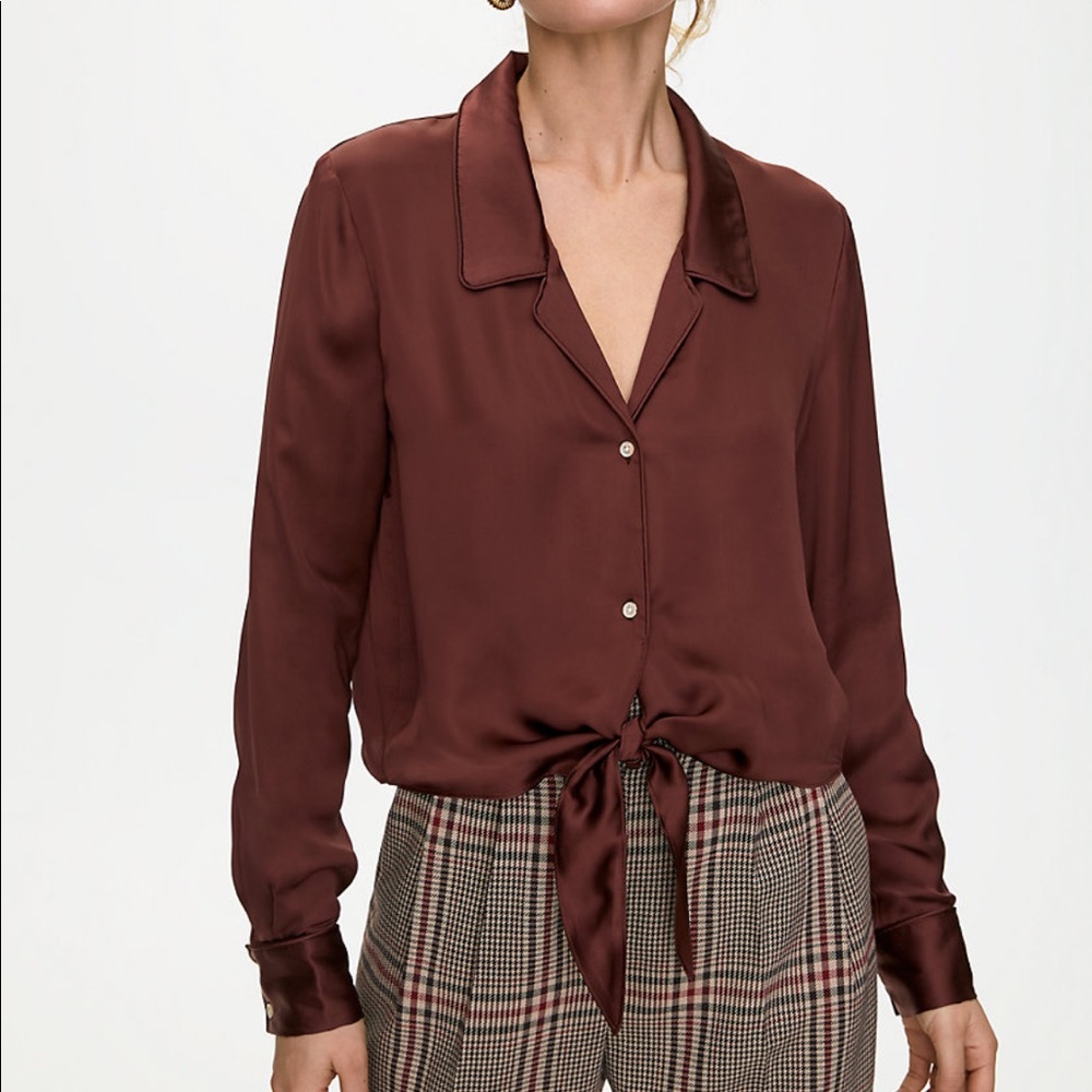 Wilfred Maroon Button-up Shirt